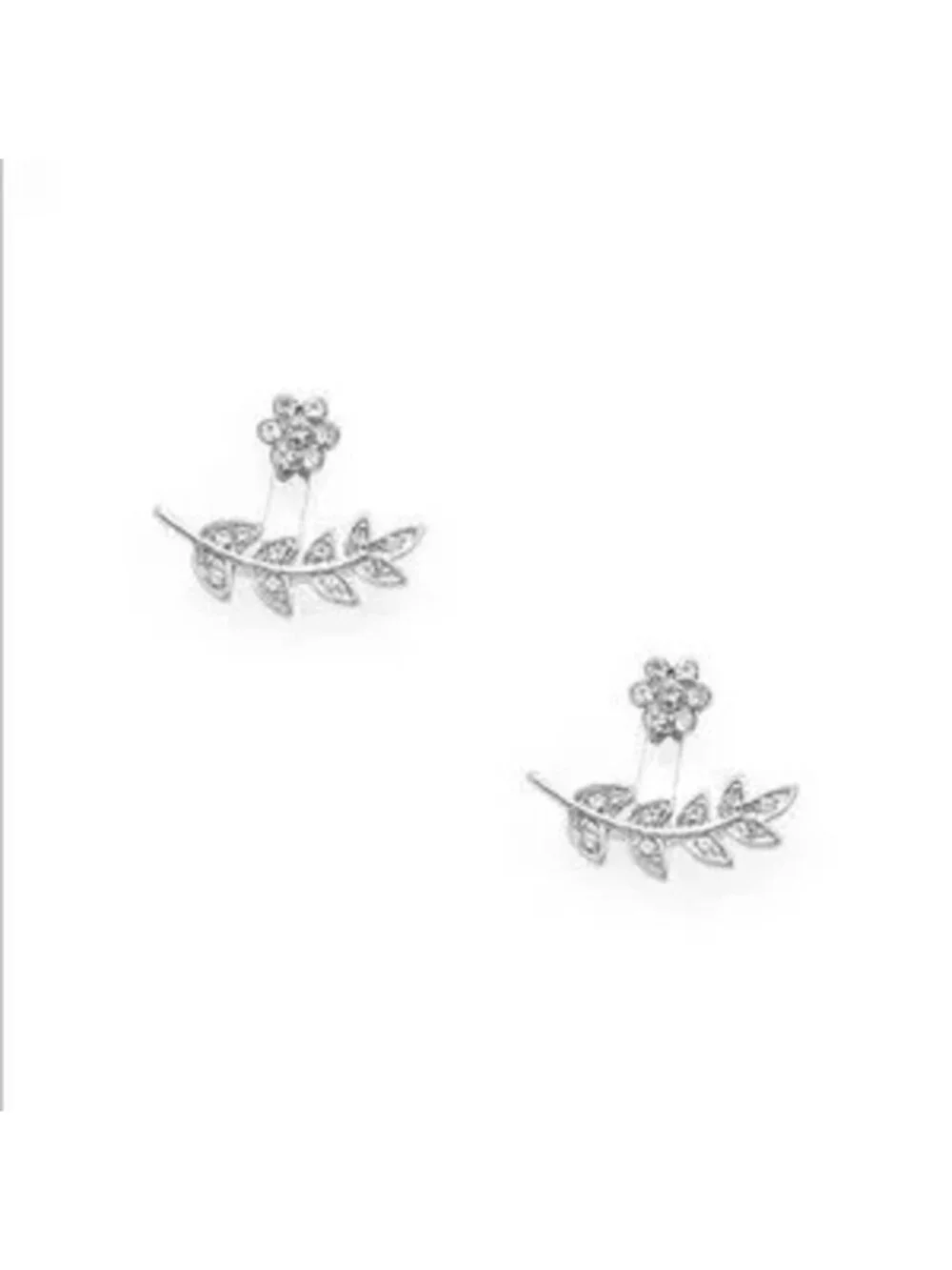 Silver leaf Crystal earrings